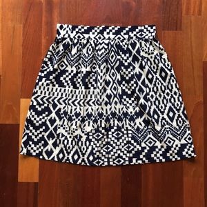Everly Blue & White Ikat Print Skirt, Medium